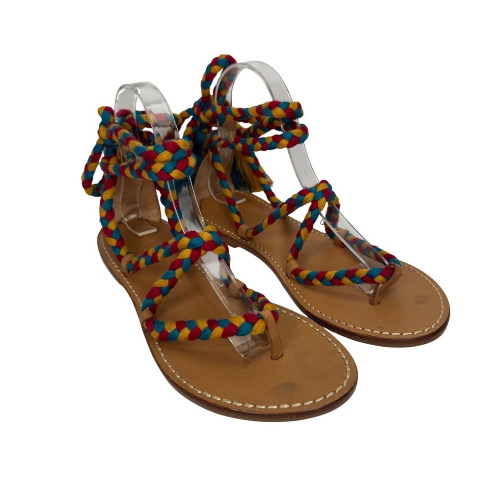 Soludos Multicolor Braided Wraparound Gladiator Sandals Tassel Detail Size 9 - Picture 2 of 9